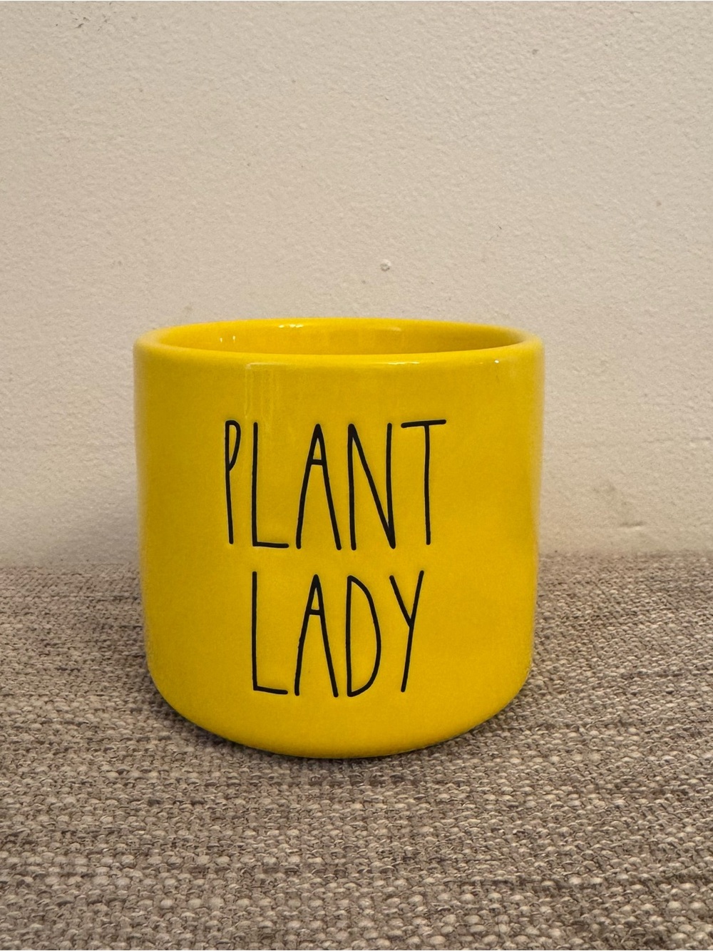 Rae Dunn PLANT LADY 4" Round Yellow Ceramic Planter Magenta Artisan Collection